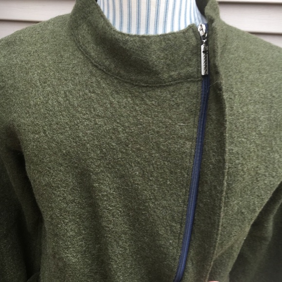 EUC Essence asymmetrical zip green wool jacket - Picture 5 of 8